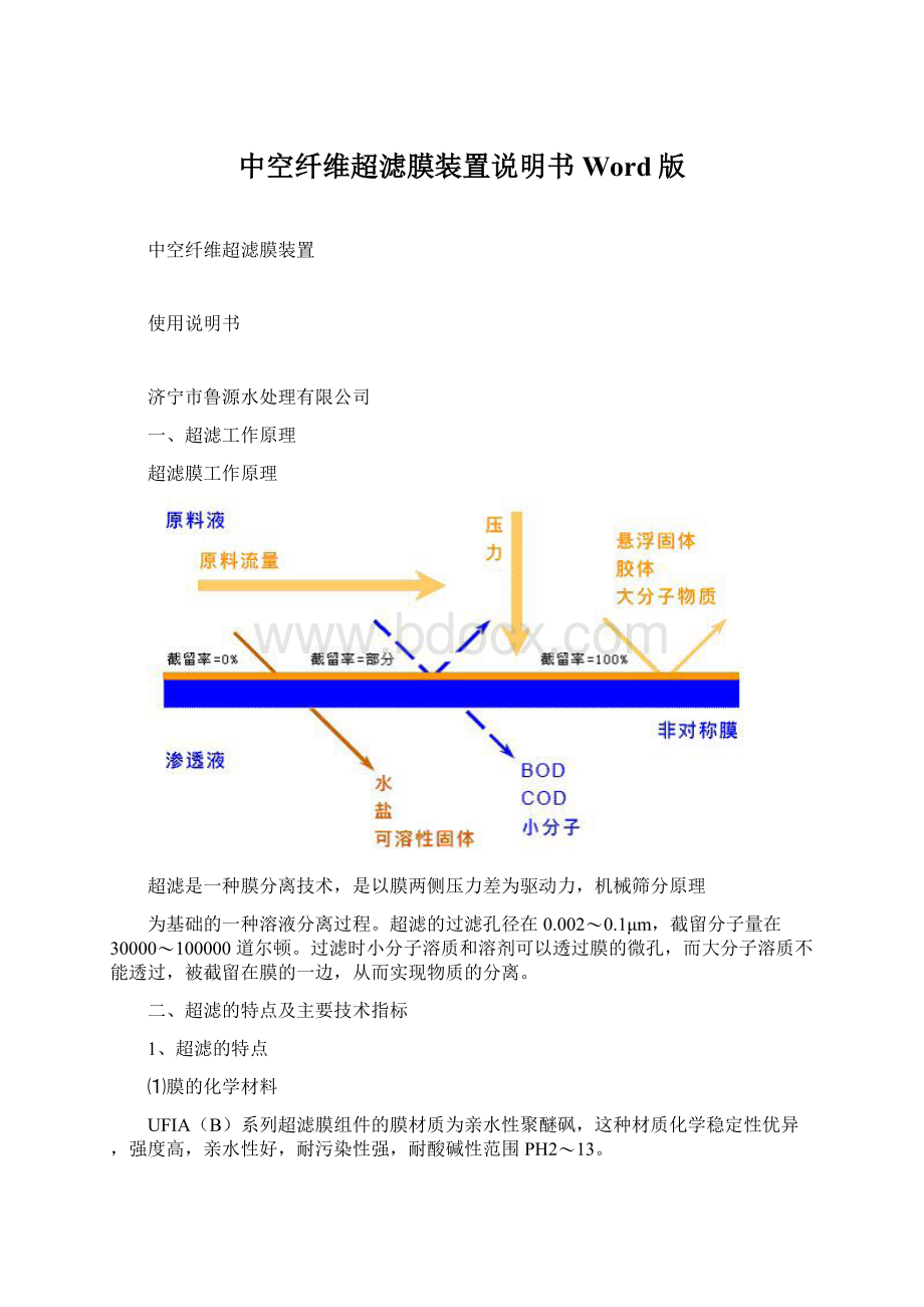 中空纤维超滤膜装置说明书Word版.docx