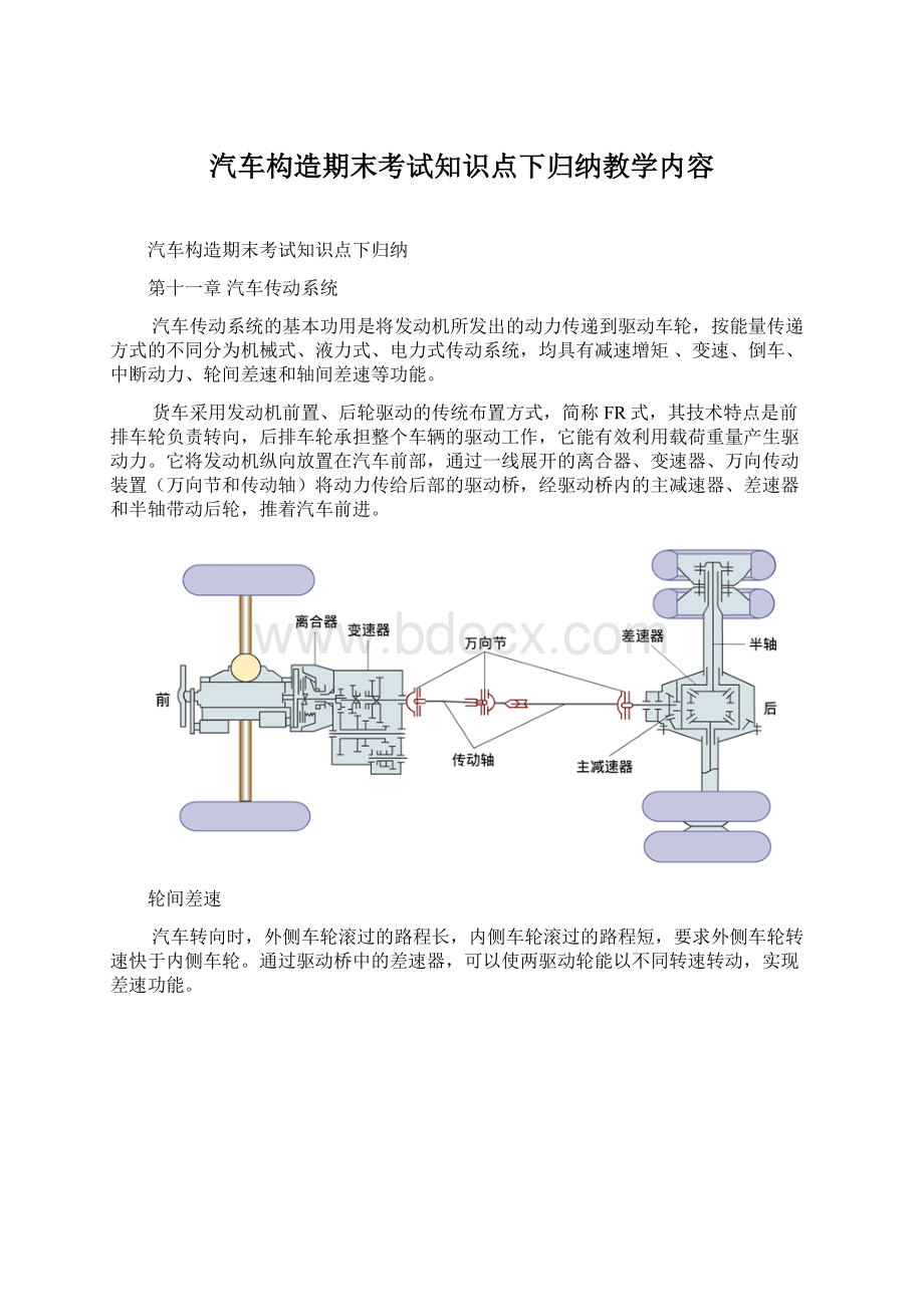 汽车构造期末考试知识点下归纳教学内容.docx