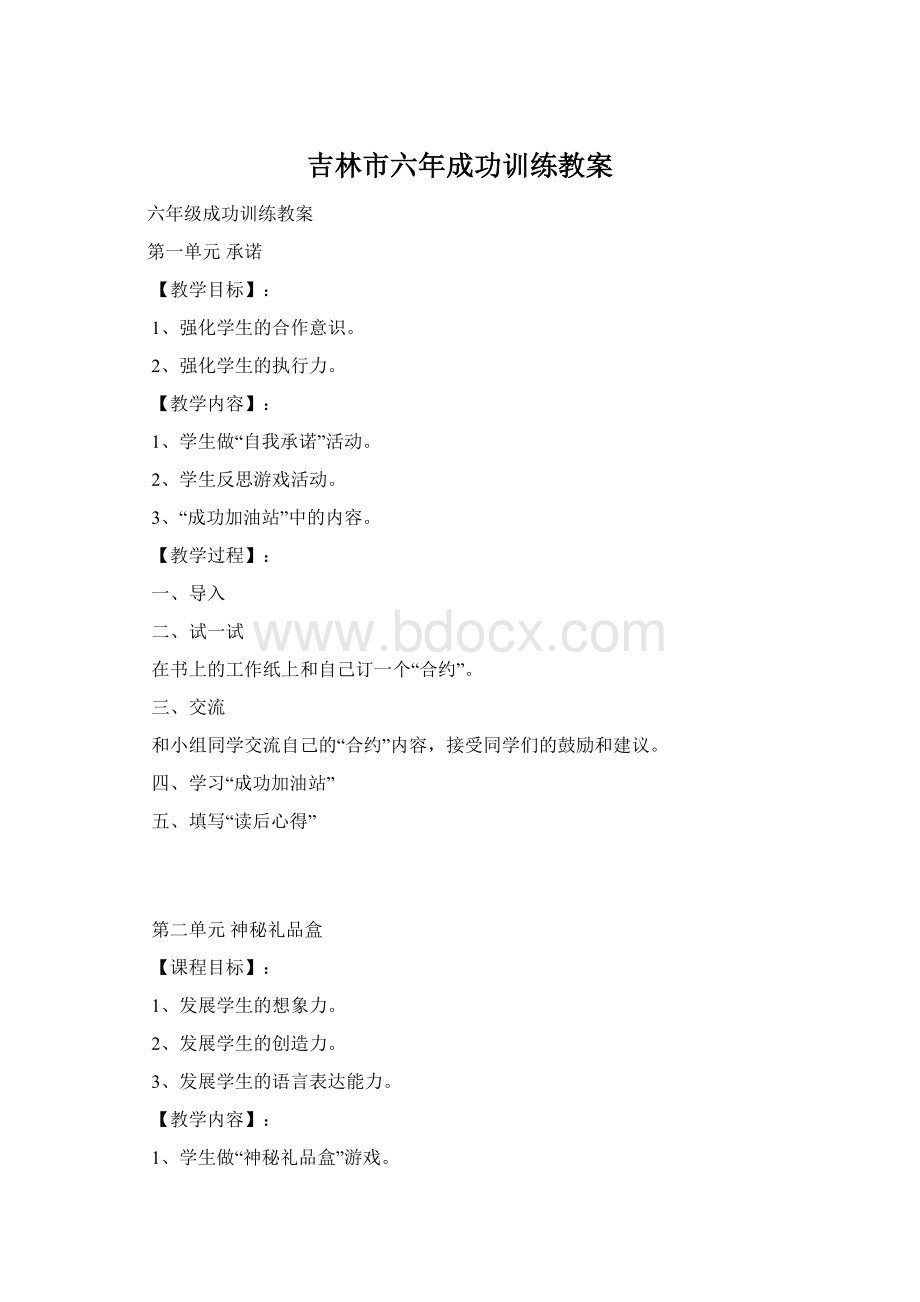 吉林市六年成功训练教案Word下载.docx