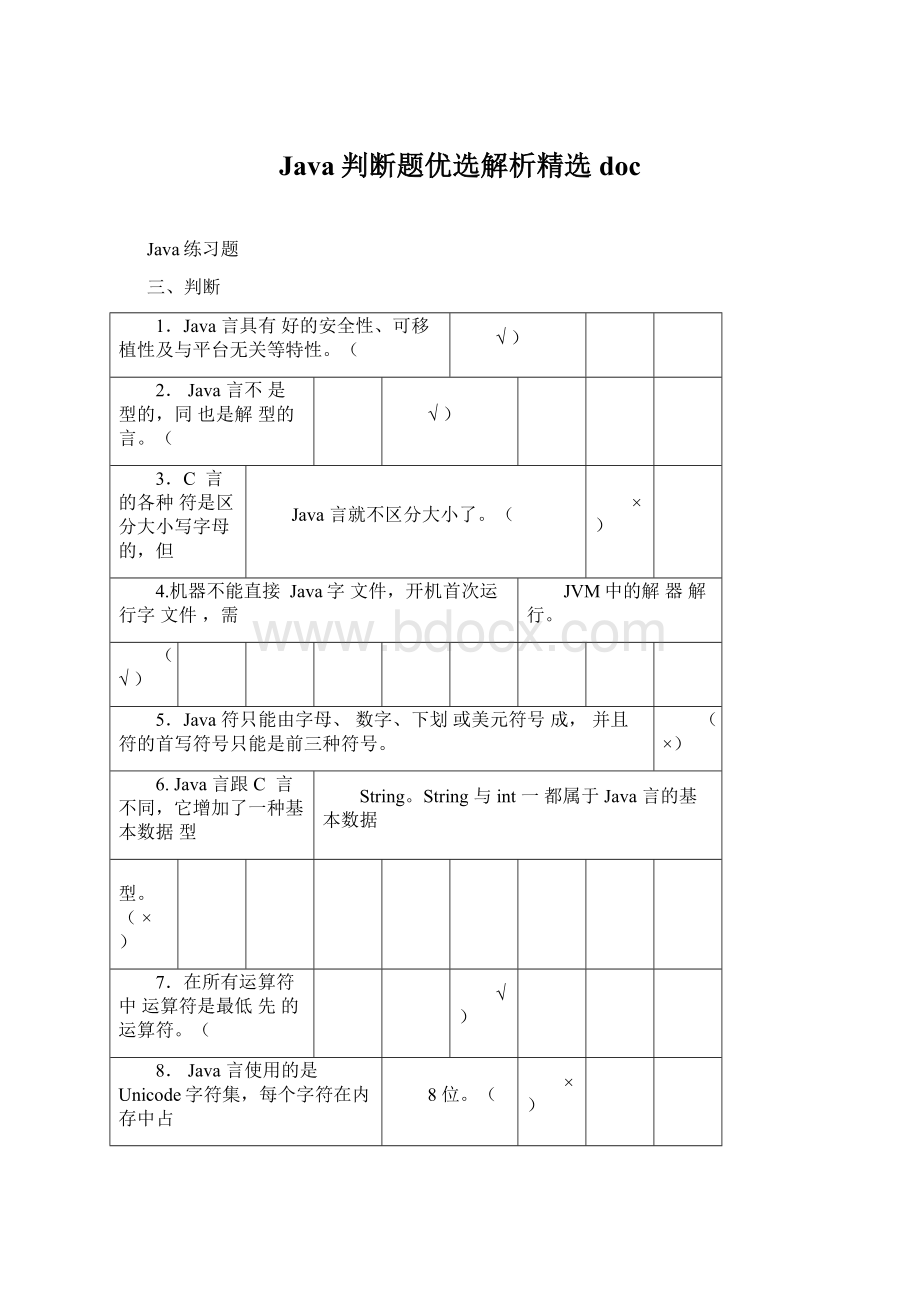 Java判断题优选解析精选doc.docx