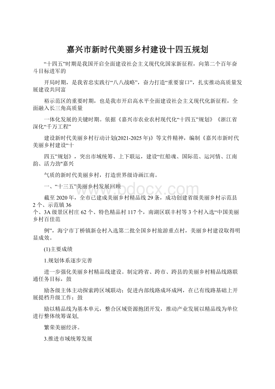 嘉兴市新时代美丽乡村建设十四五规划.docx