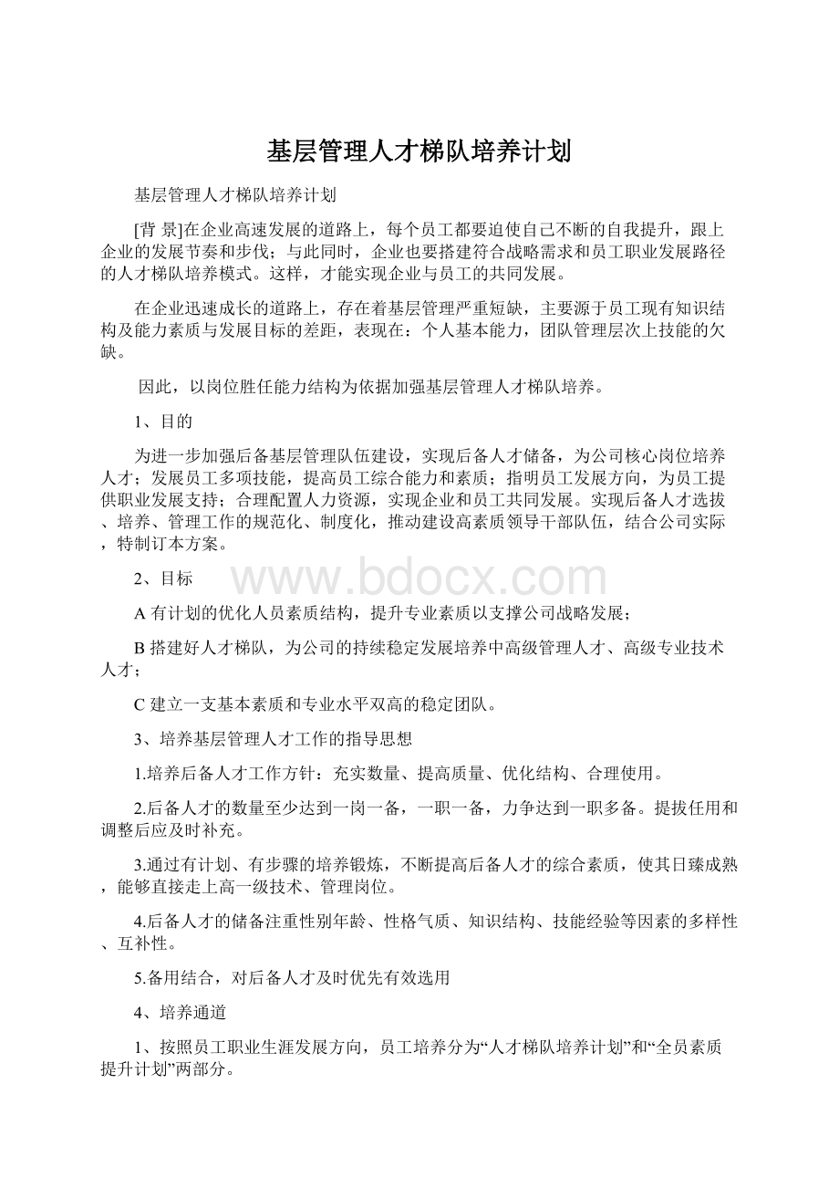 基层管理人才梯队培养计划.docx