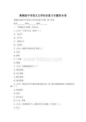 鲁教版中考语文文学知识复习专题四B卷Word文档格式.docx