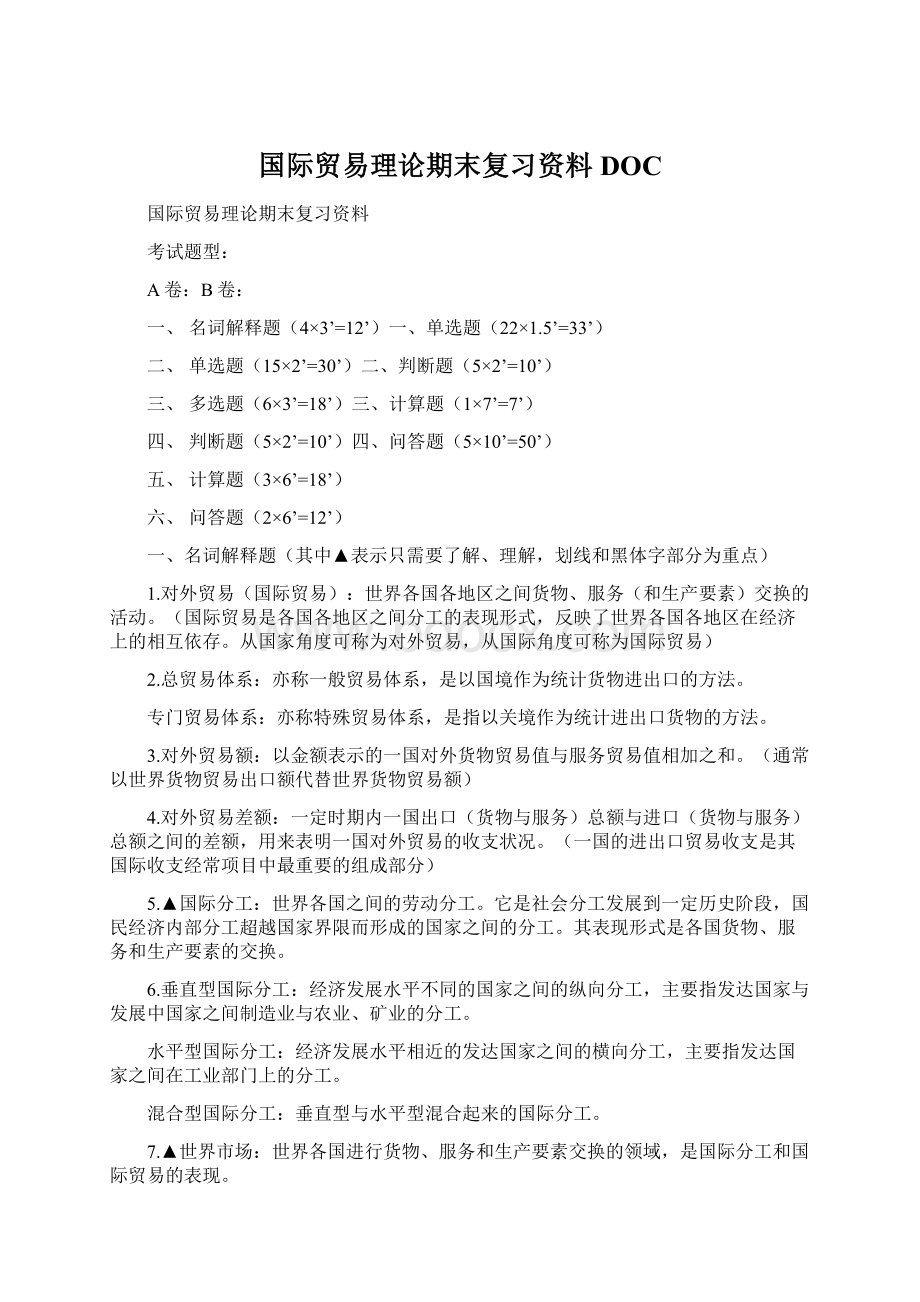 国际贸易理论期末复习资料DOC.docx_第1页