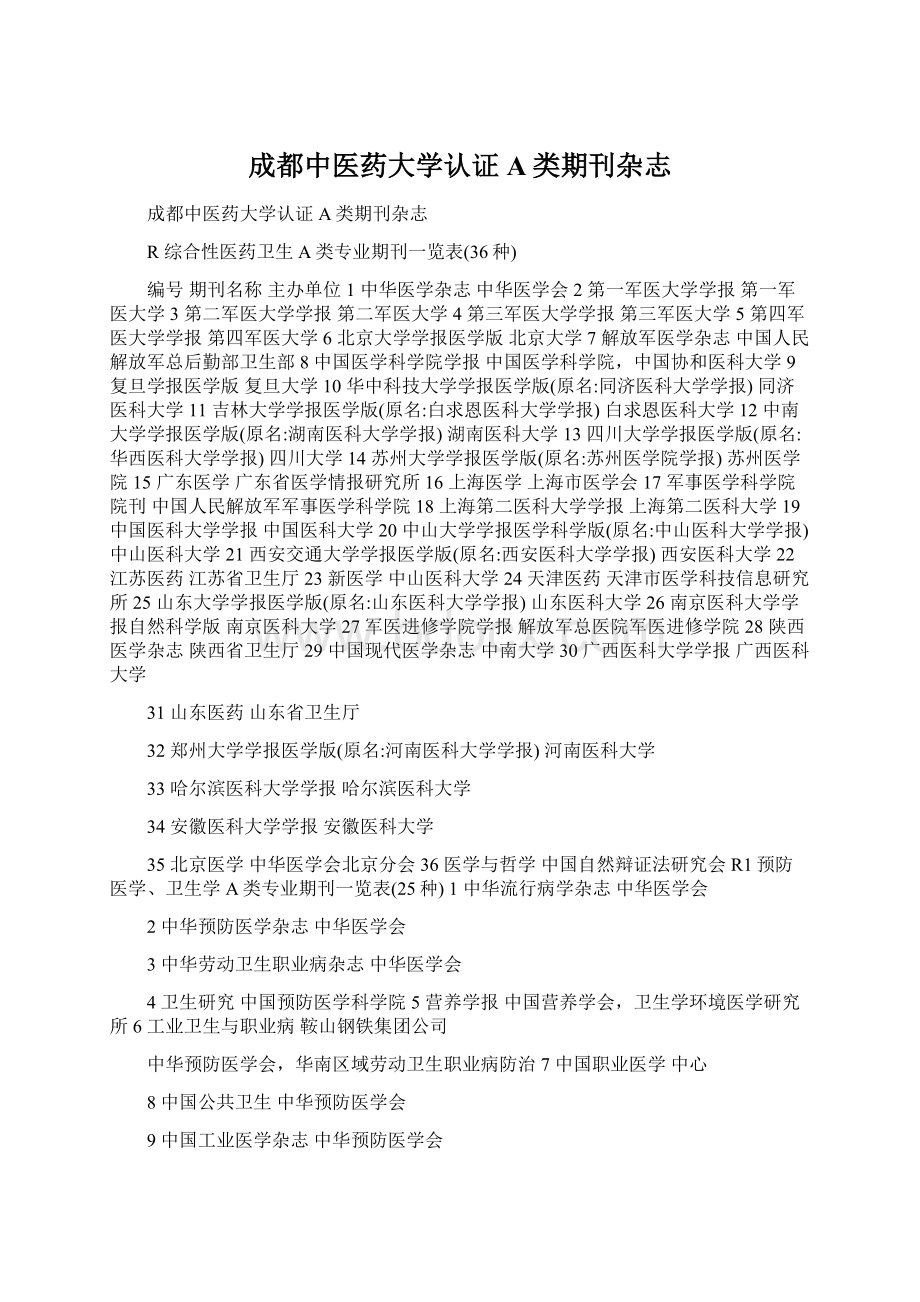 成都中医药大学认证A类期刊杂志Word下载.docx_第1页