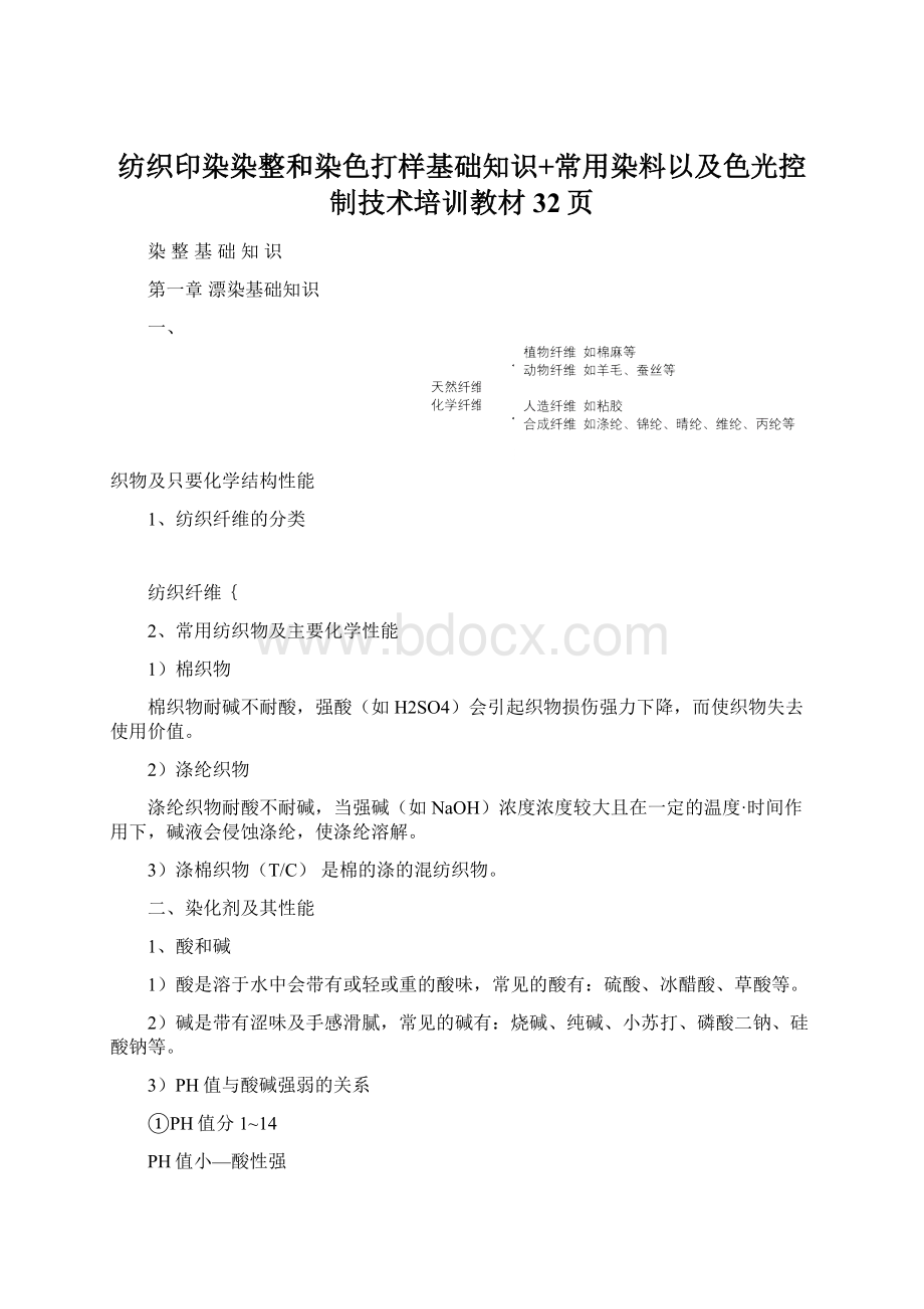 纺织印染染整和染色打样基础知识+常用染料以及色光控制技术培训教材32页Word格式文档下载.docx