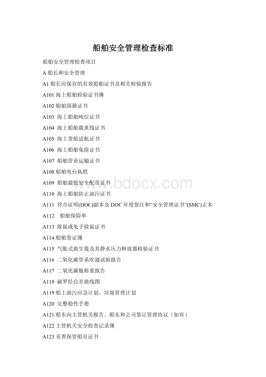 船舶安全管理检查标准Word文档下载推荐.docx_第1页