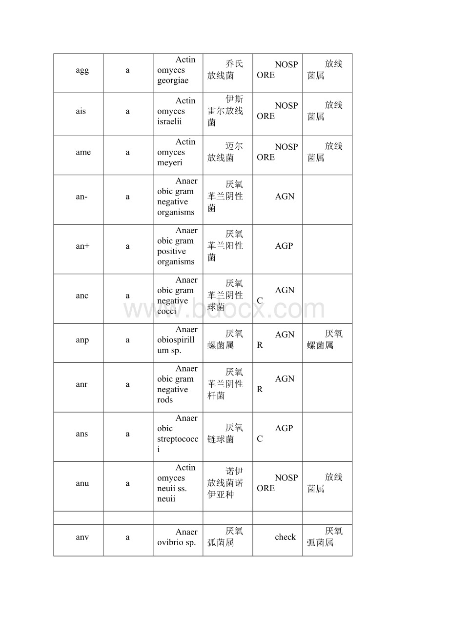 常见细菌中英文对照菌组菌属及代码厌氧菌部分说课材料Word文档格式.docx_第2页