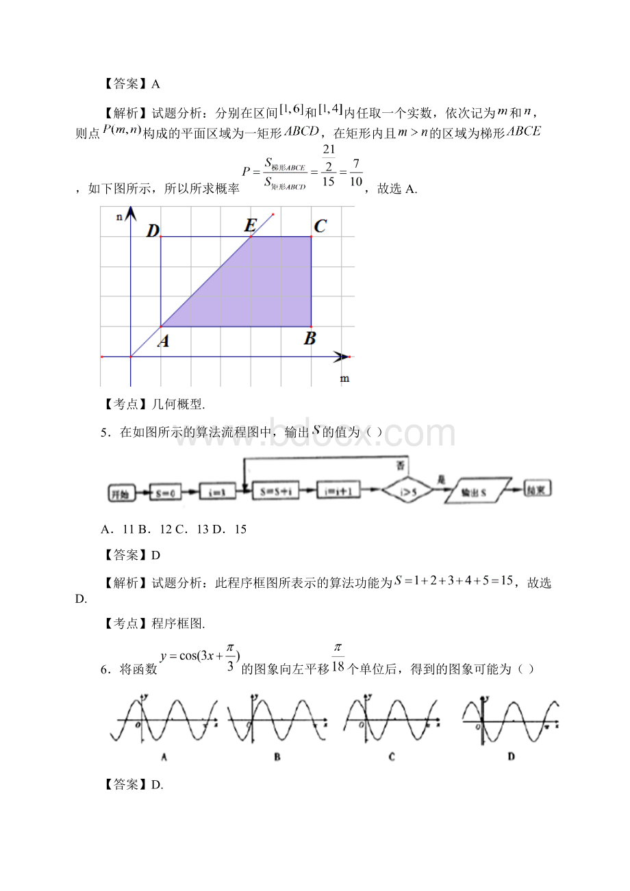 届湖南长沙长郡中学高三入学考试数学文试题解析版.docx_第2页