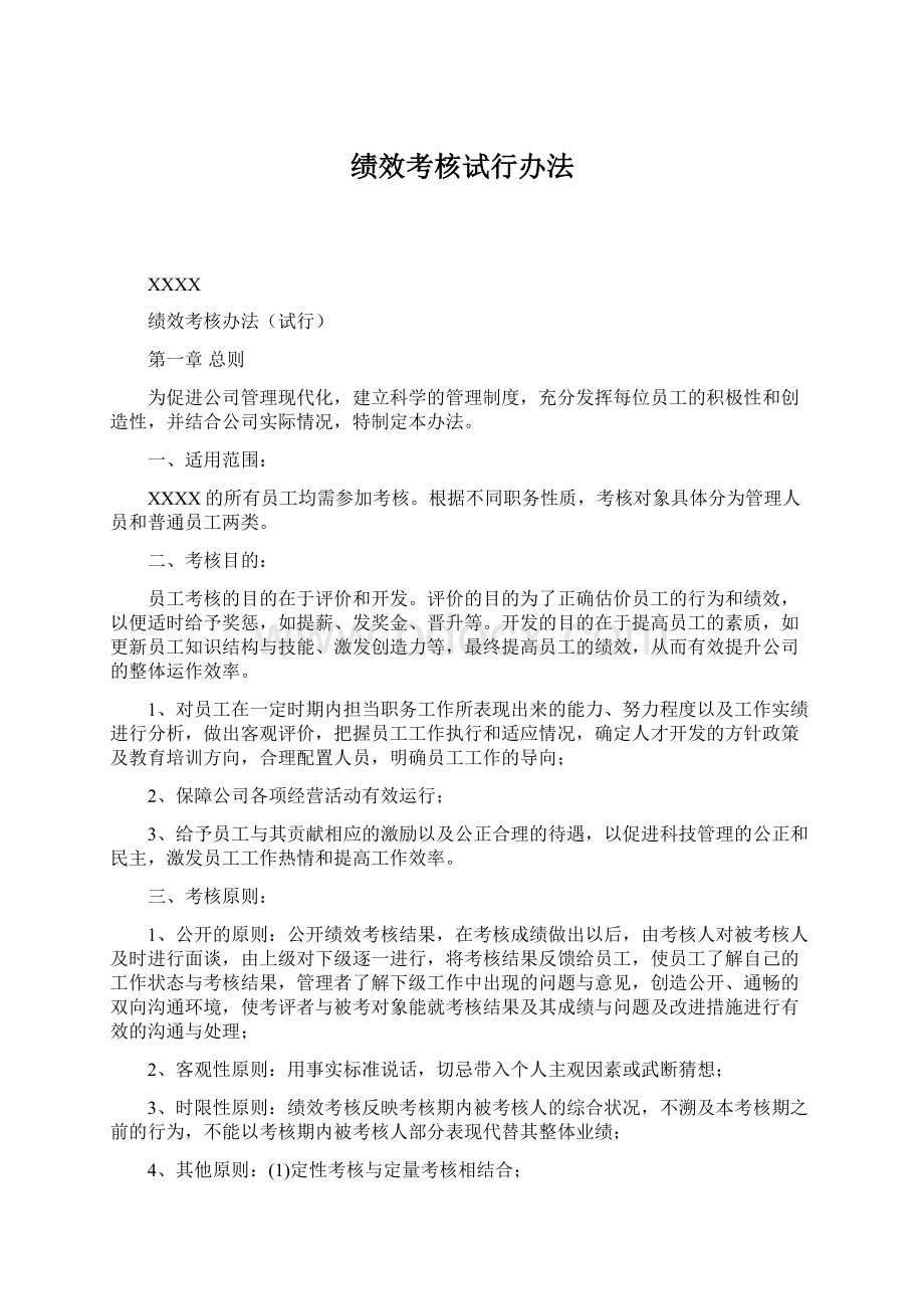 绩效考核试行办法.docx_第1页