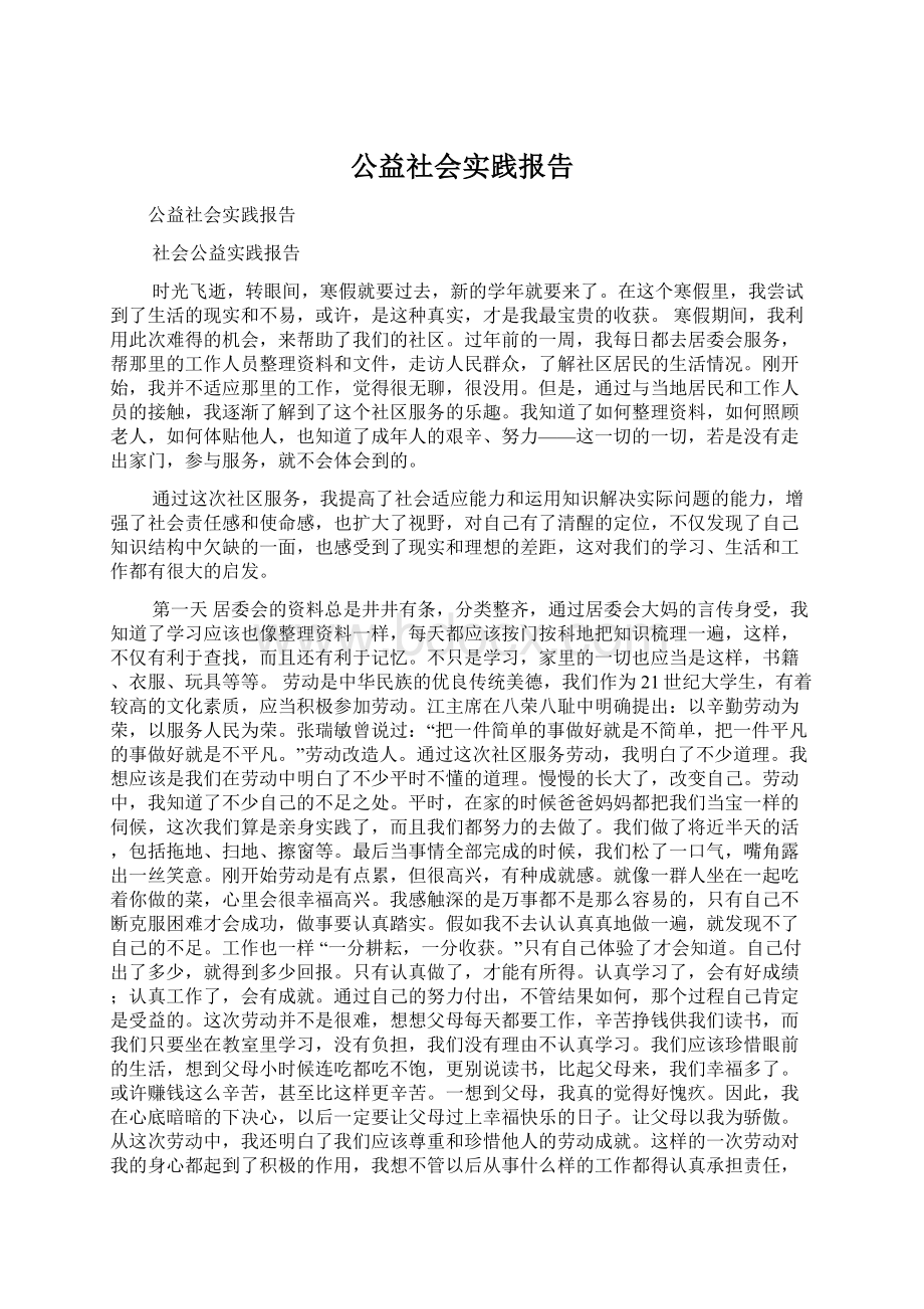 公益社会实践报告Word格式.docx