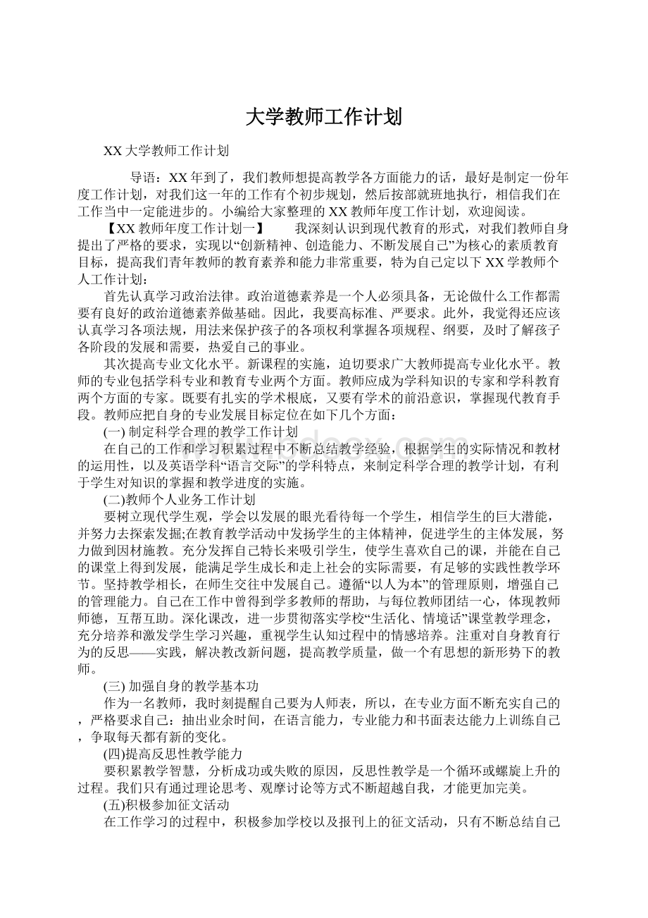 大学教师工作计划.docx