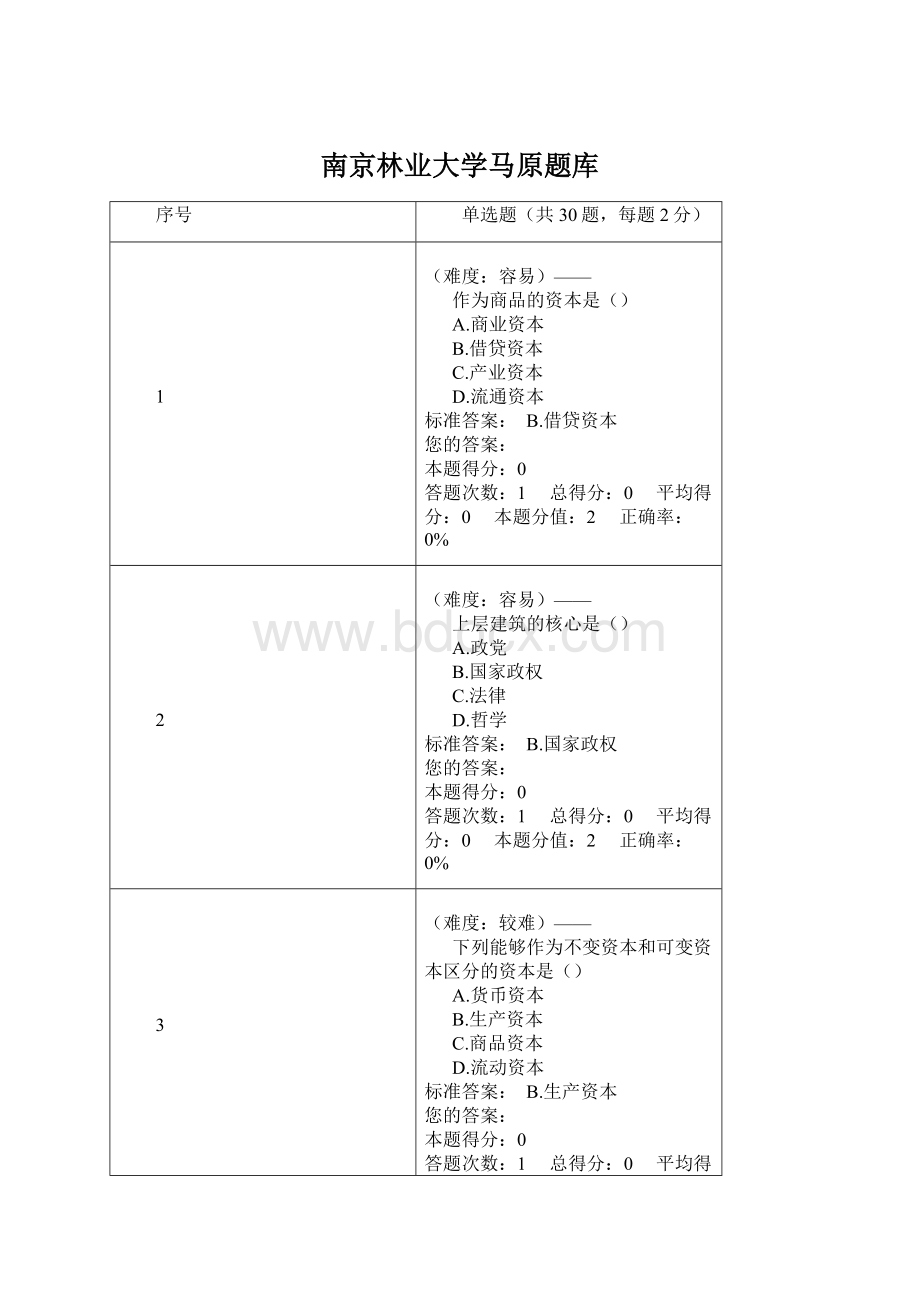 南京林业大学马原题库Word文件下载.docx