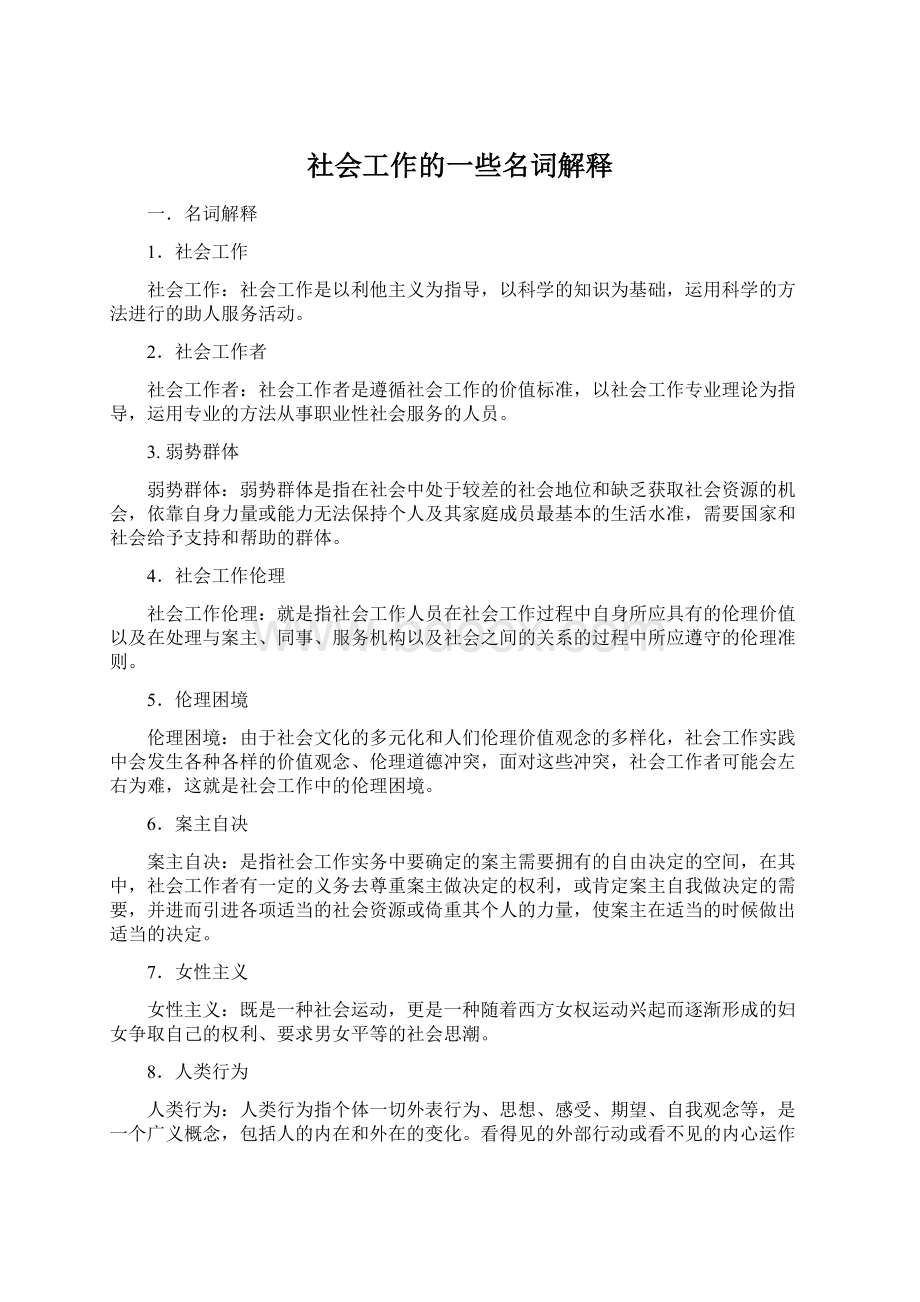 社会工作的一些名词解释文档格式.docx