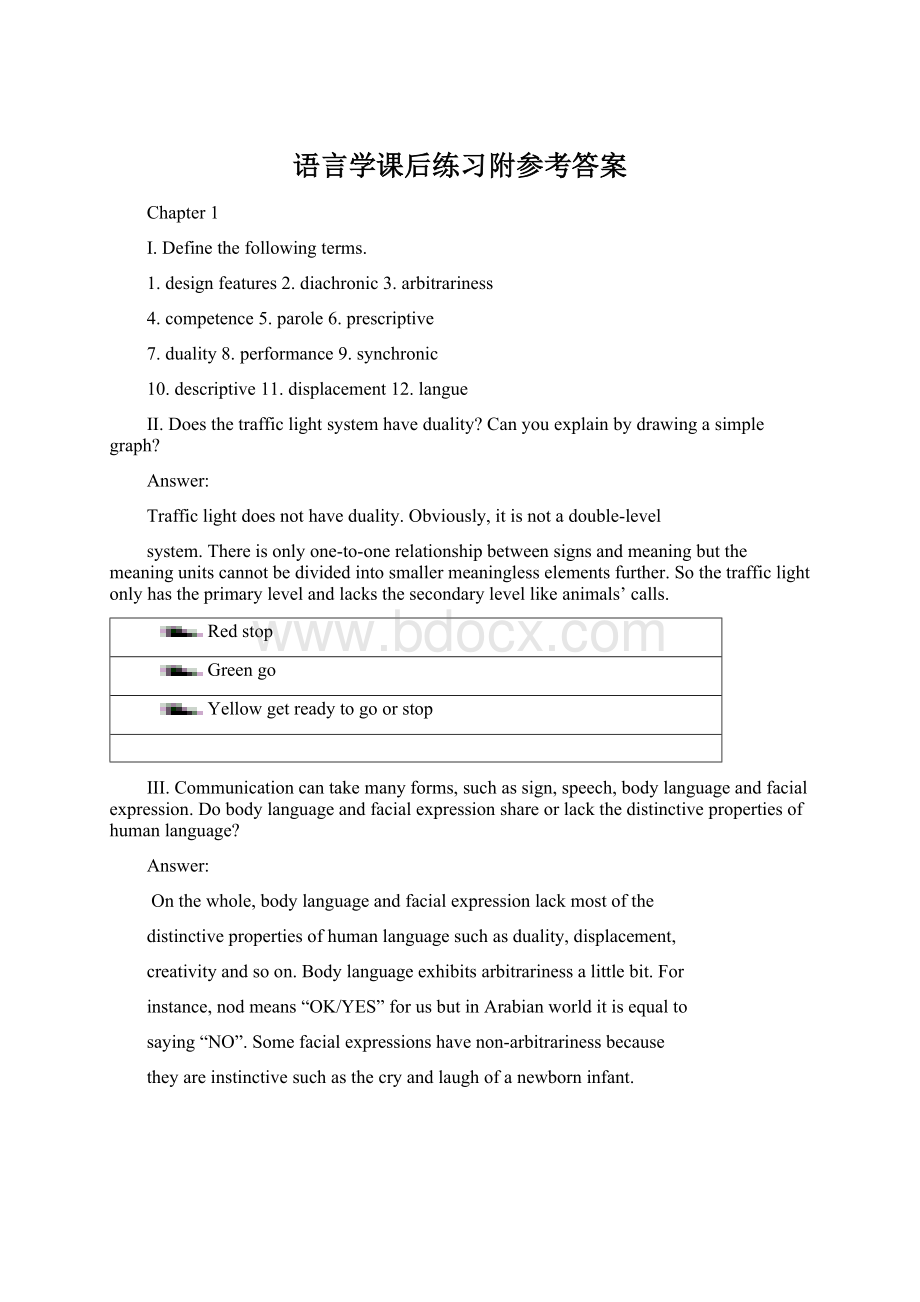 语言学课后练习附参考答案.docx_第1页