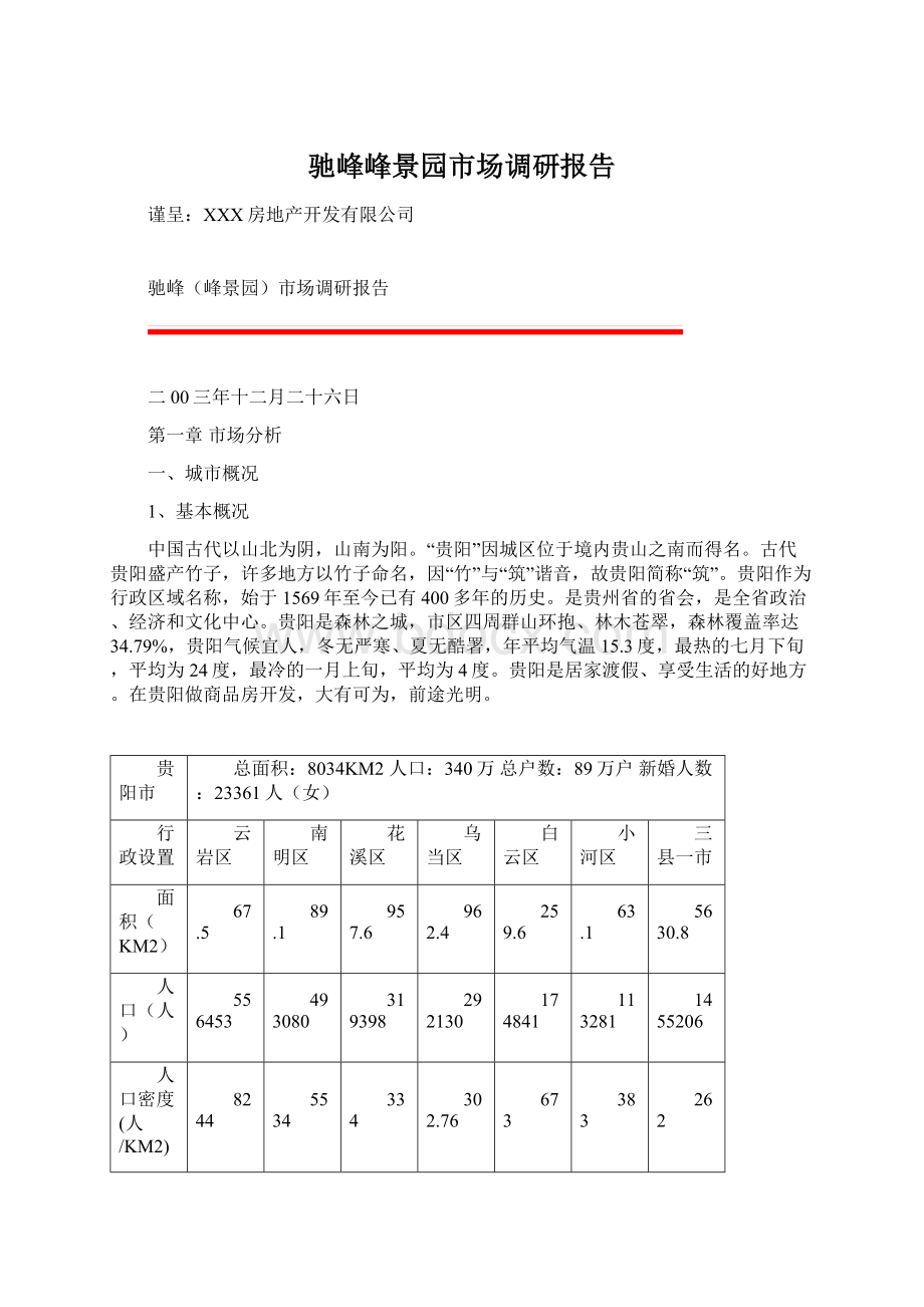 驰峰峰景园市场调研报告Word文件下载.docx_第1页