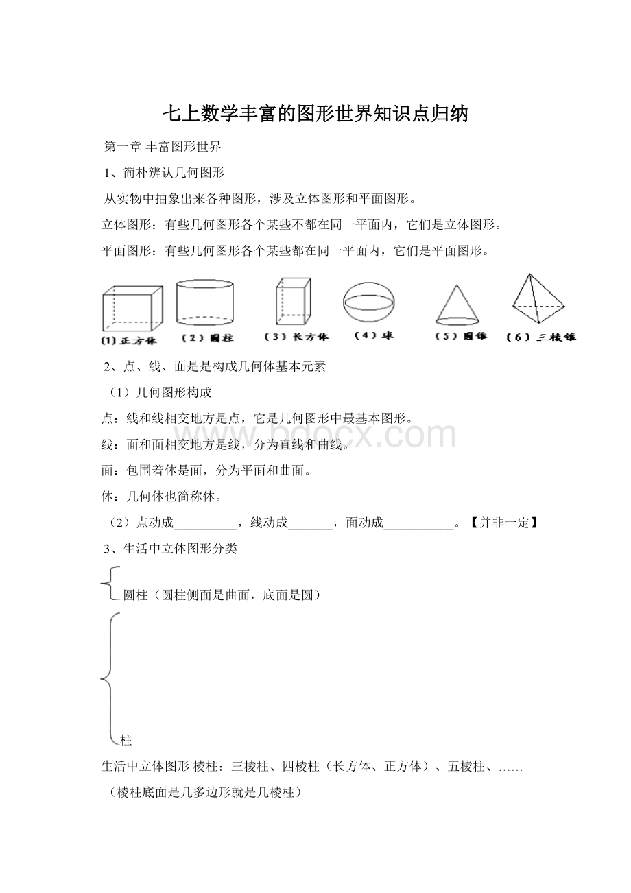 七上数学丰富的图形世界知识点归纳.docx_第1页