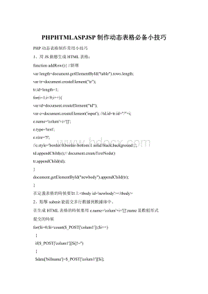 PHPHTMLASPJSP制作动态表格必备小技巧.docx