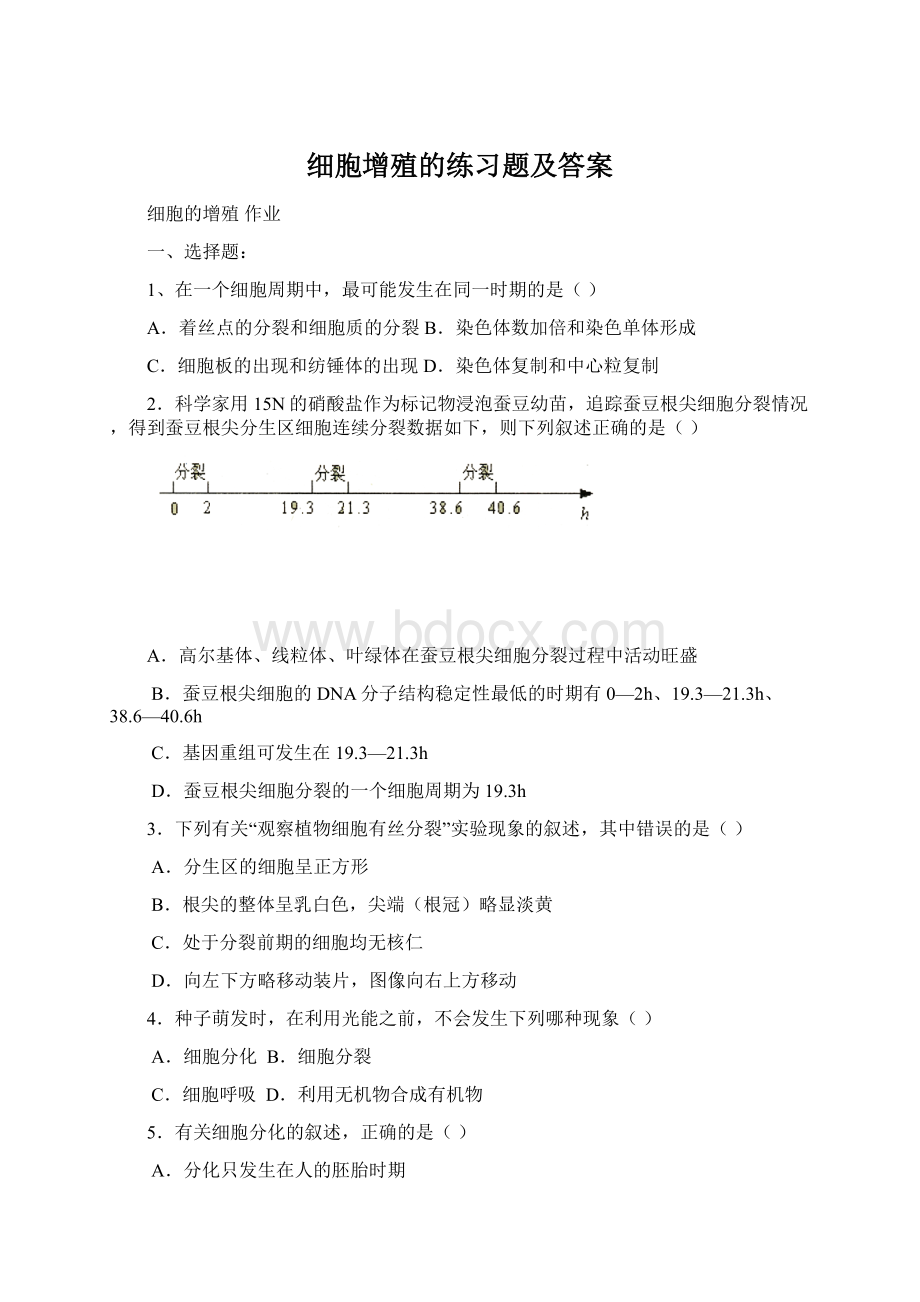 细胞增殖的练习题及答案Word文档格式.docx