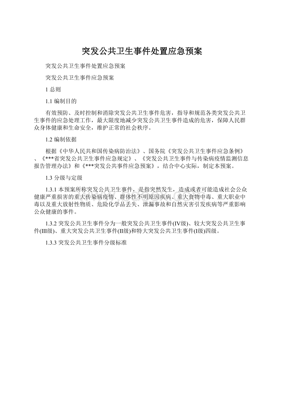 突发公共卫生事件处置应急预案.docx_第1页