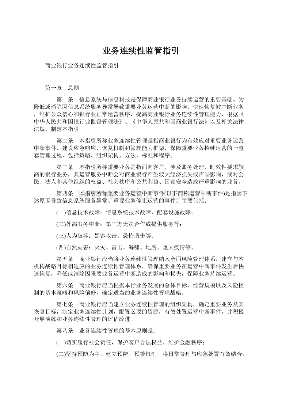 业务连续性监管指引.docx