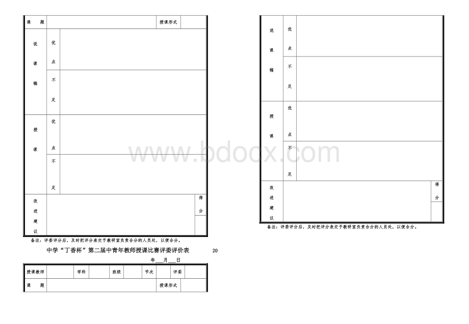 中学教师课堂教学展示比赛评分标准Word文档格式.doc_第2页