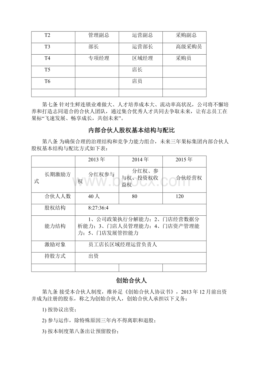 内部合伙人制度及股权激励方案.docx_第3页