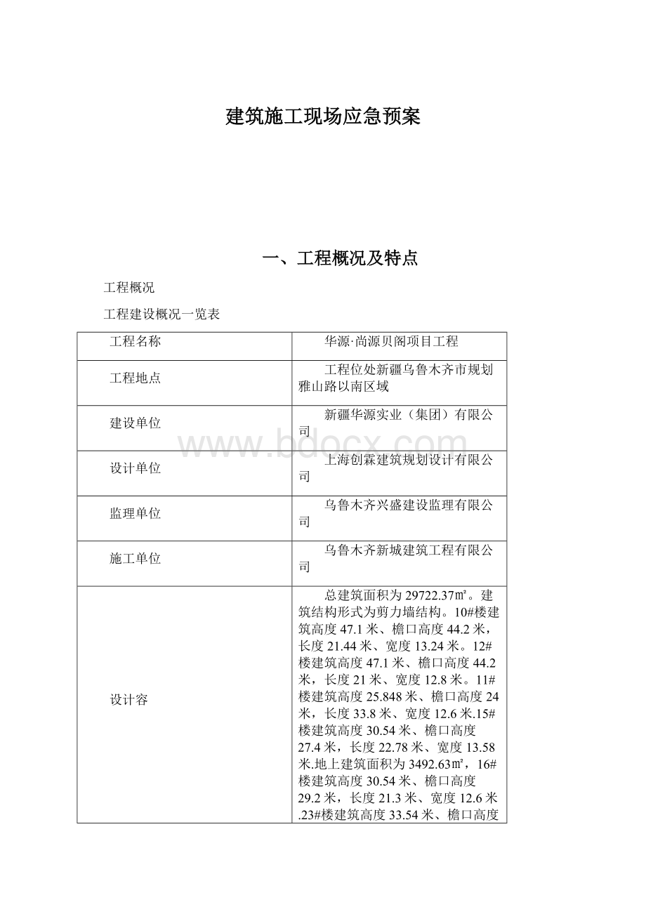 建筑施工现场应急预案文档格式.docx