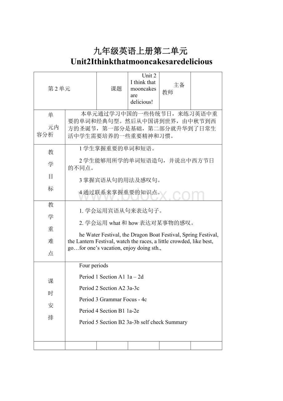 九年级英语上册第二单元Unit2IthinkthatmooncakesaredeliciousWord文档格式.docx_第1页