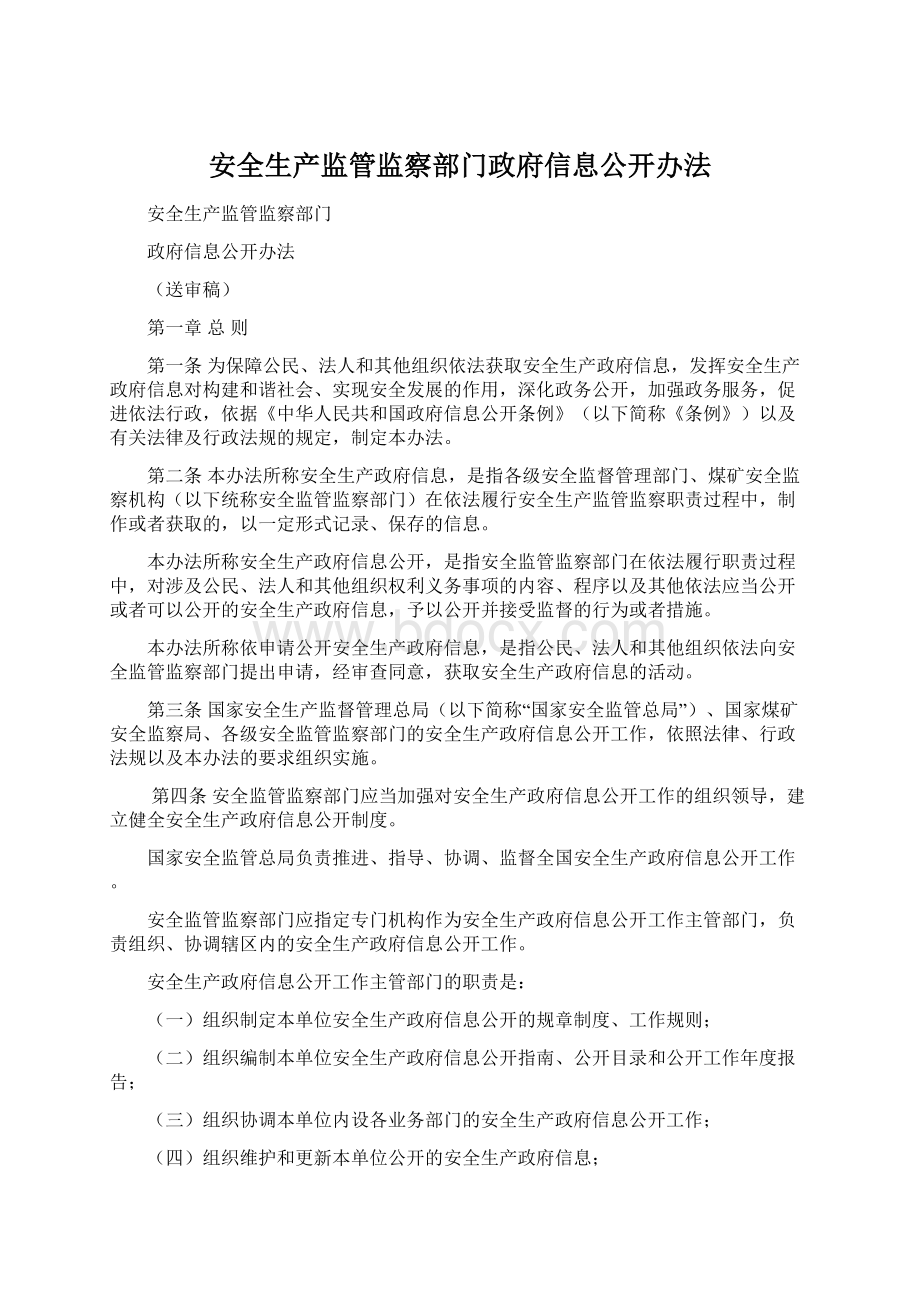 安全生产监管监察部门政府信息公开办法文档格式.docx_第1页