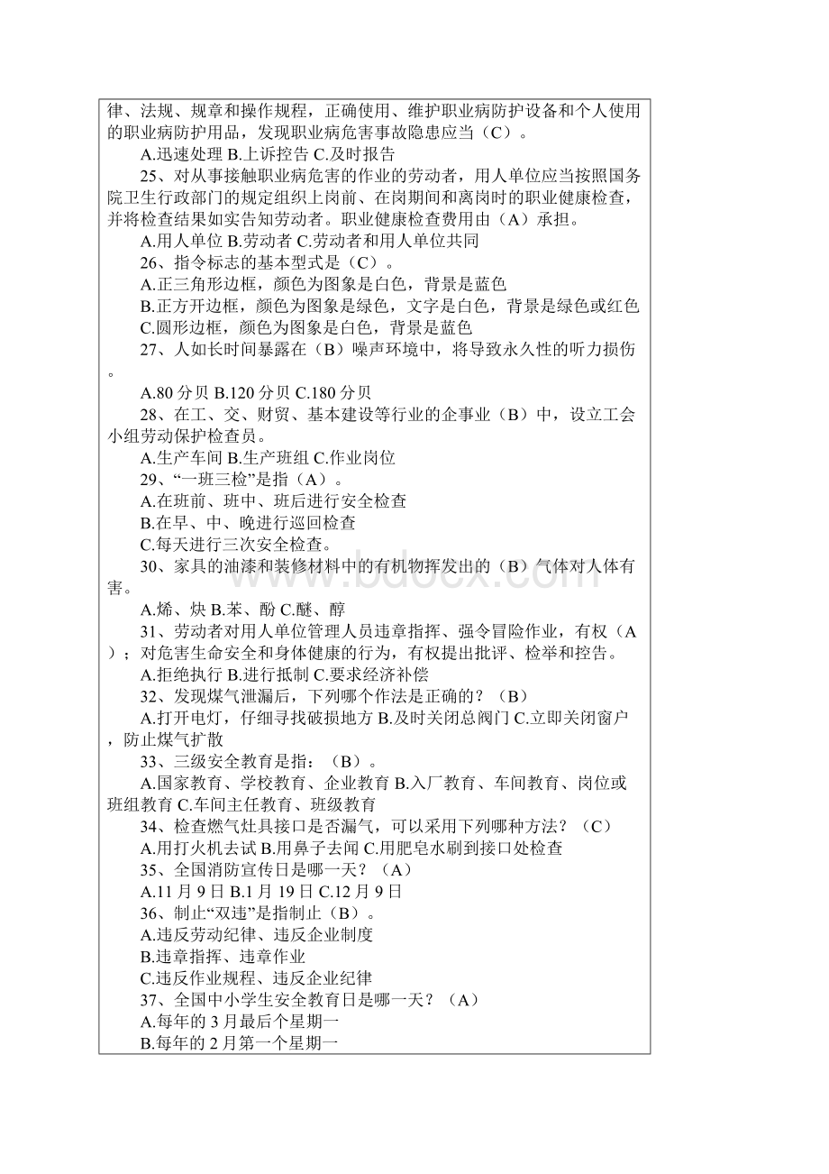 企业职工安全生产知识竞赛试题文档格式.docx_第3页