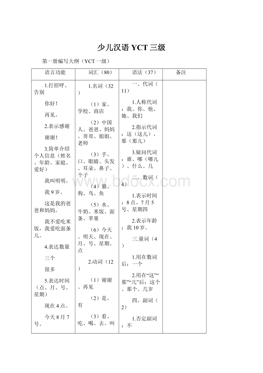 少儿汉语YCT三级文档格式.docx