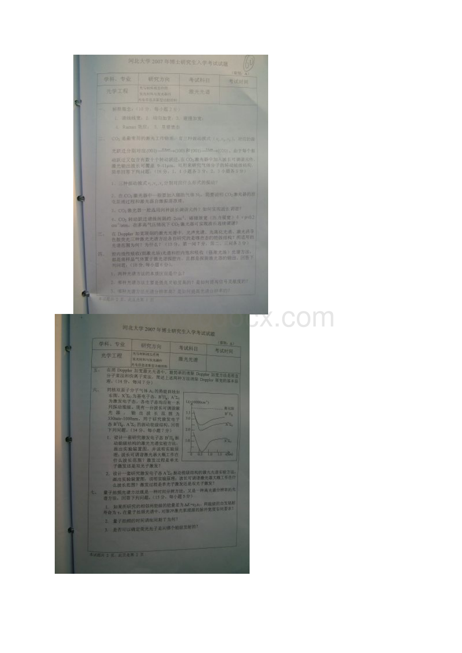 河北大学激光光谱考博专业课初试博士研究生考试真题.docx_第2页