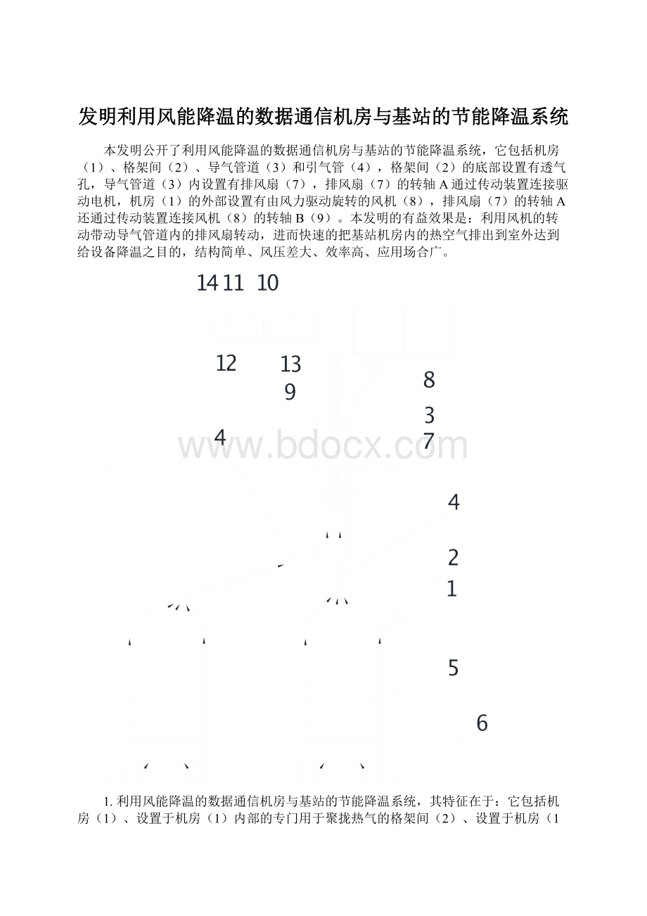 发明利用风能降温的数据通信机房与基站的节能降温系统.docx