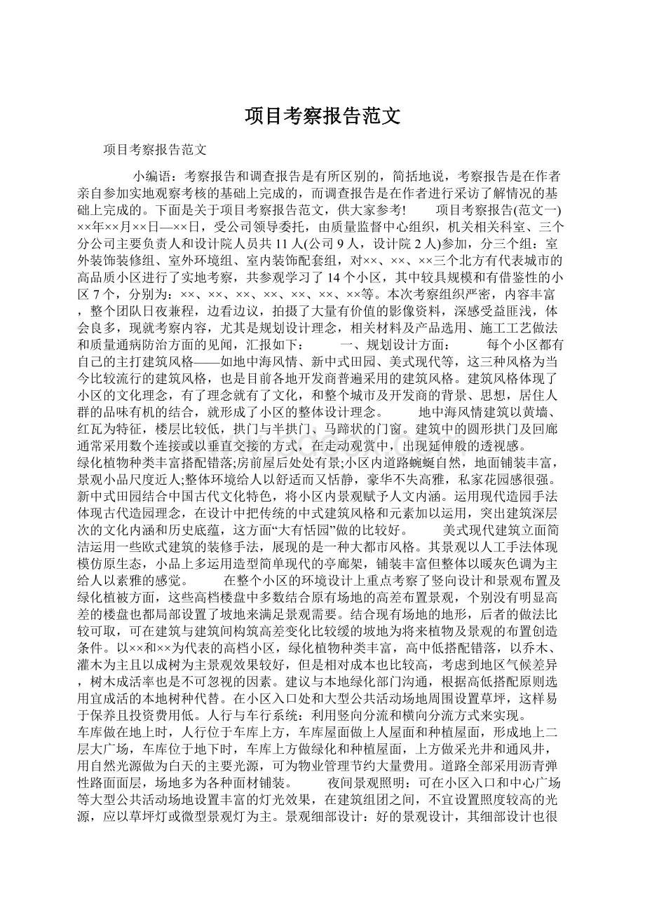 项目考察报告范文Word格式.docx