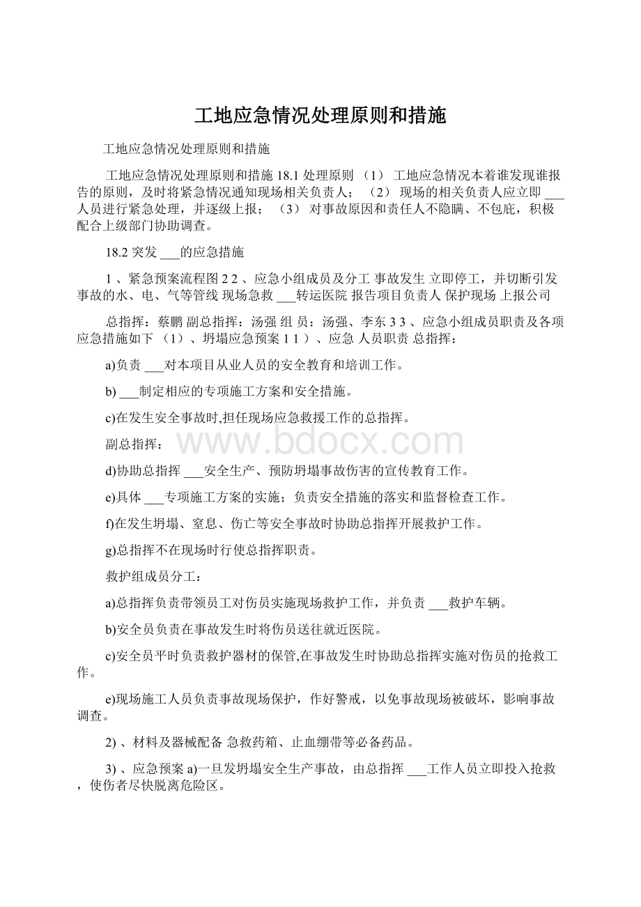 工地应急情况处理原则和措施.docx_第1页