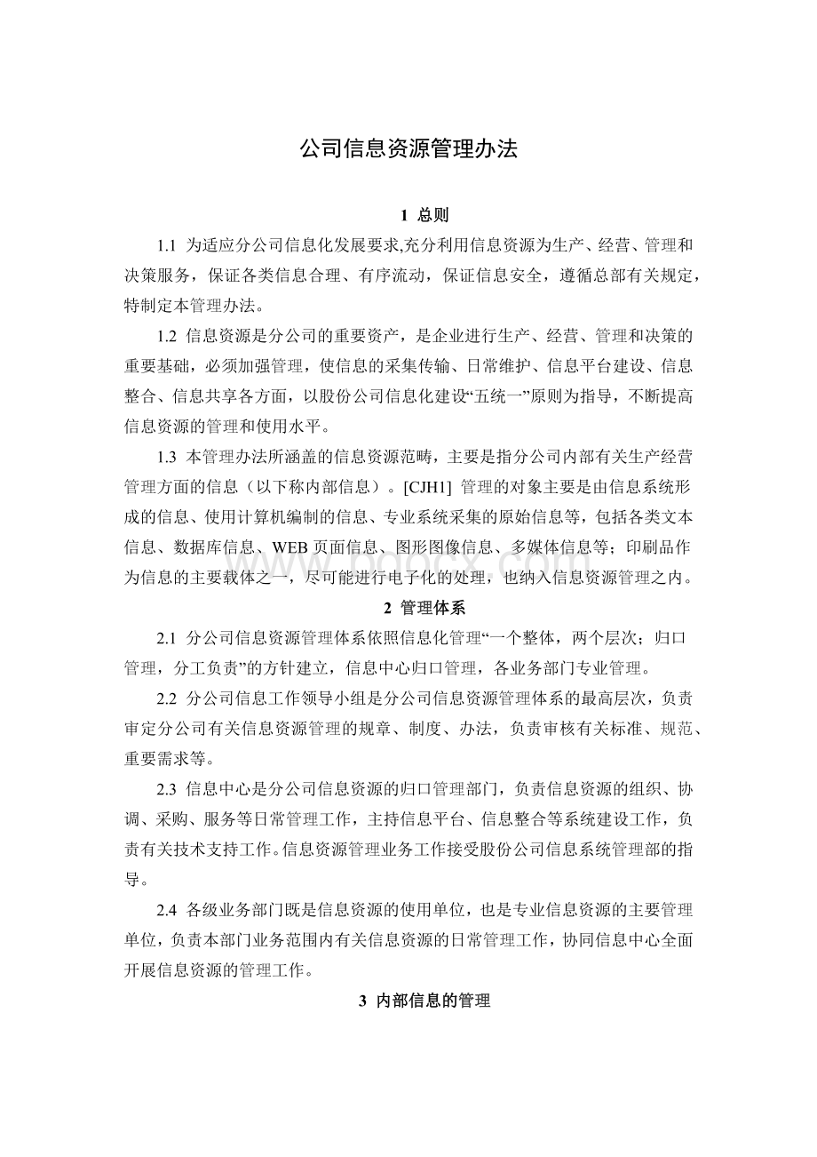 公司信息资源管理办法Word格式.docx_第1页