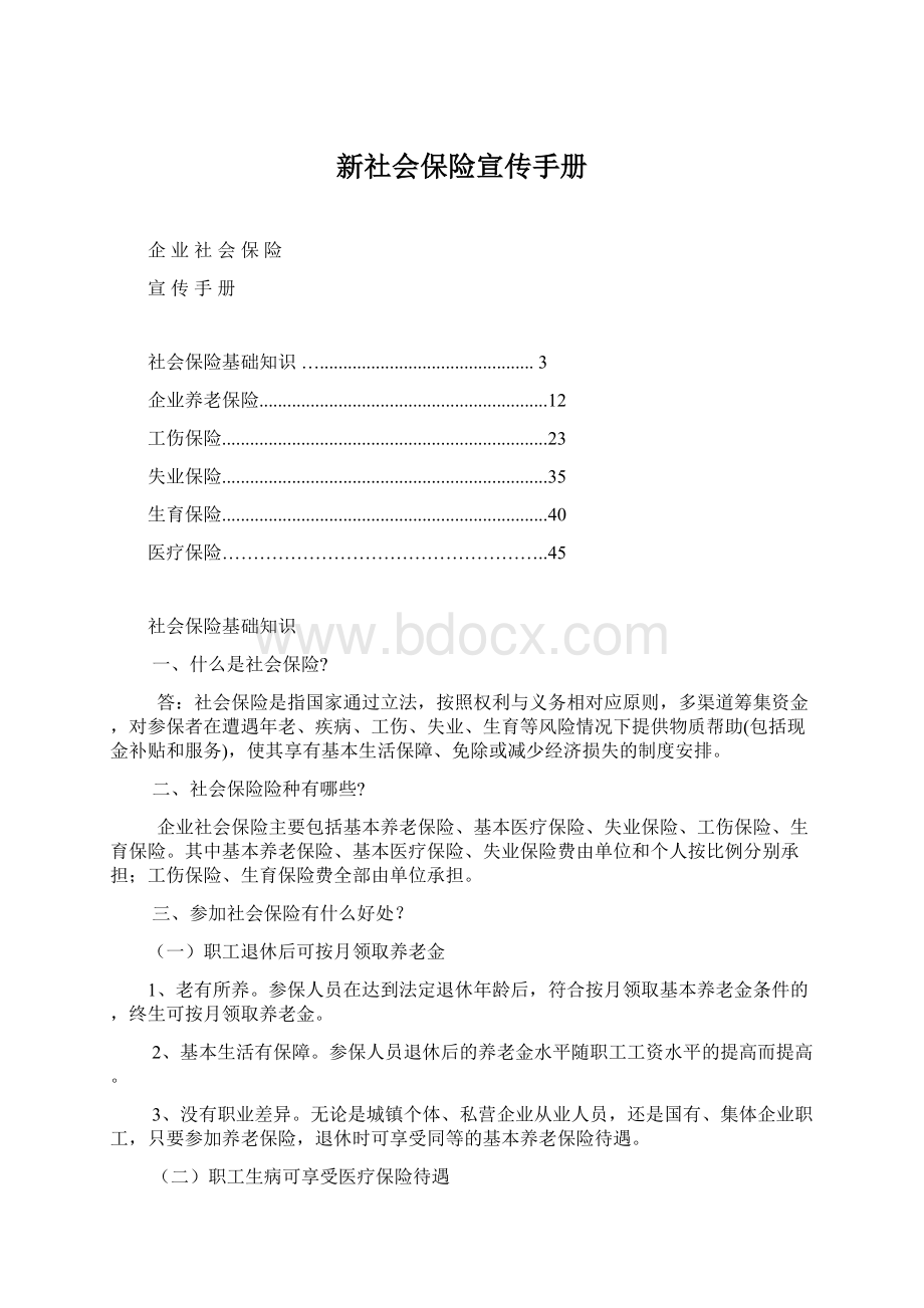 新社会保险宣传手册Word文档格式.docx