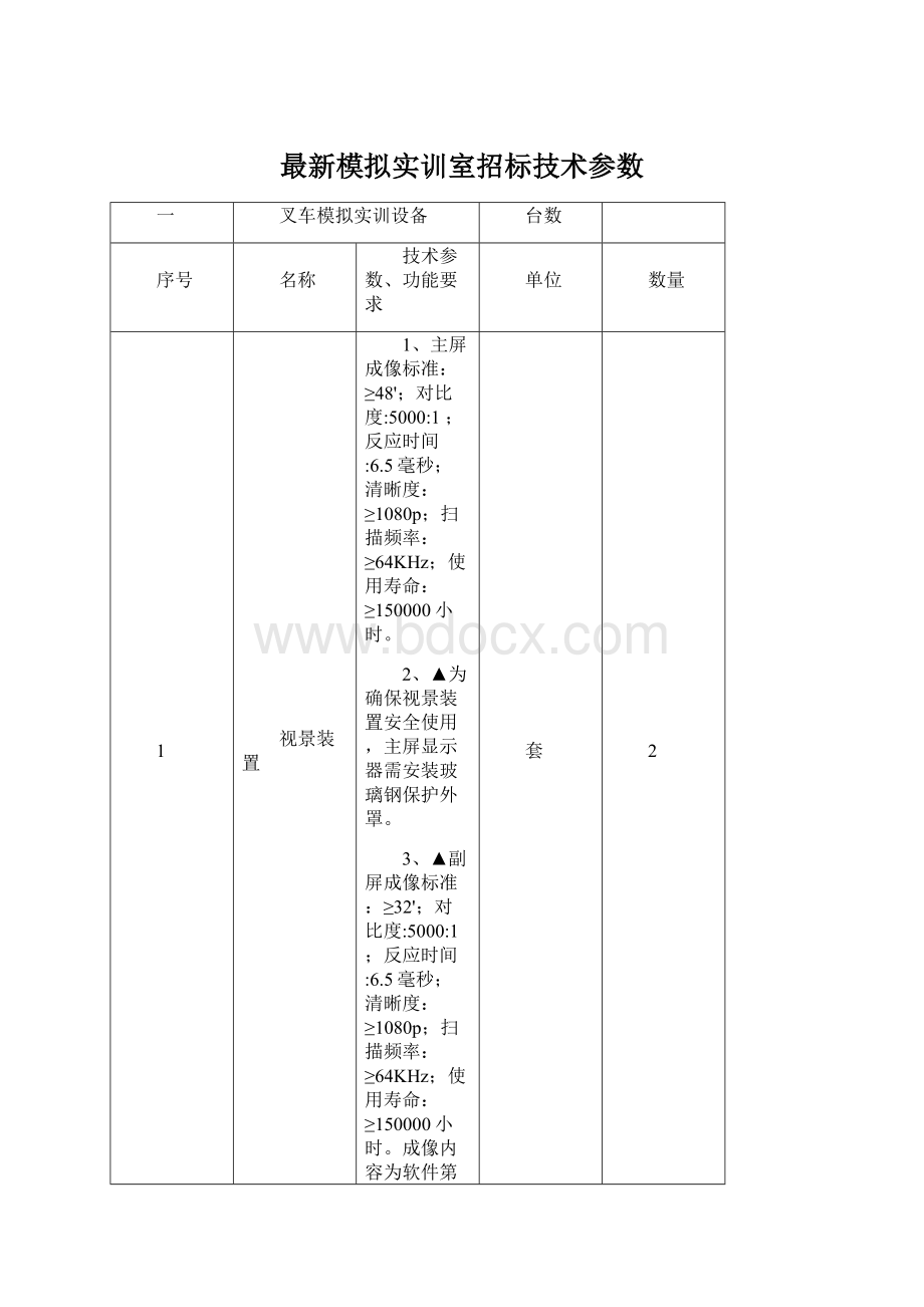 最新模拟实训室招标技术参数Word文件下载.docx