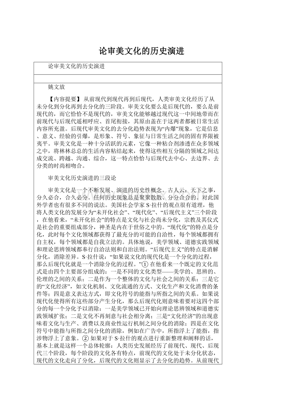 论审美文化的历史演进Word格式文档下载.docx_第1页