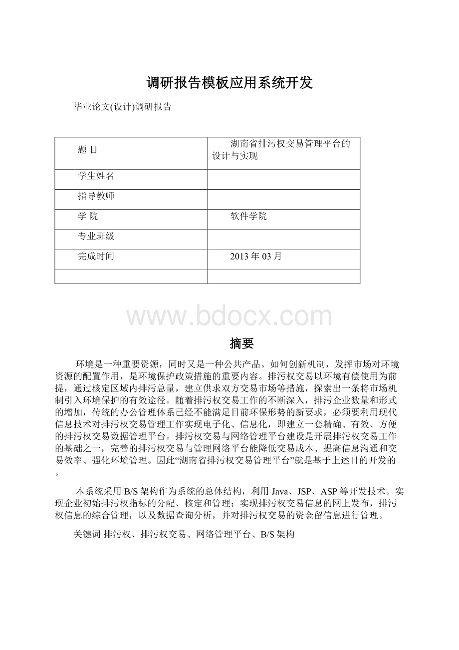 调研报告模板应用系统开发.docx_第1页