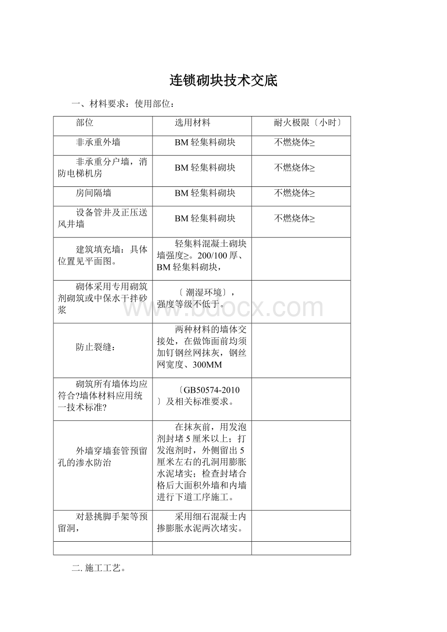 连锁砌块技术交底.docx