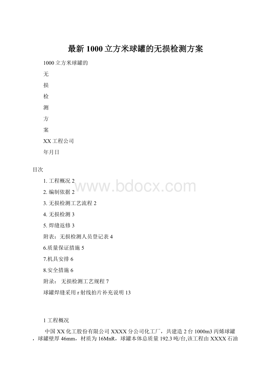 最新1000立方米球罐的无损检测方案.docx