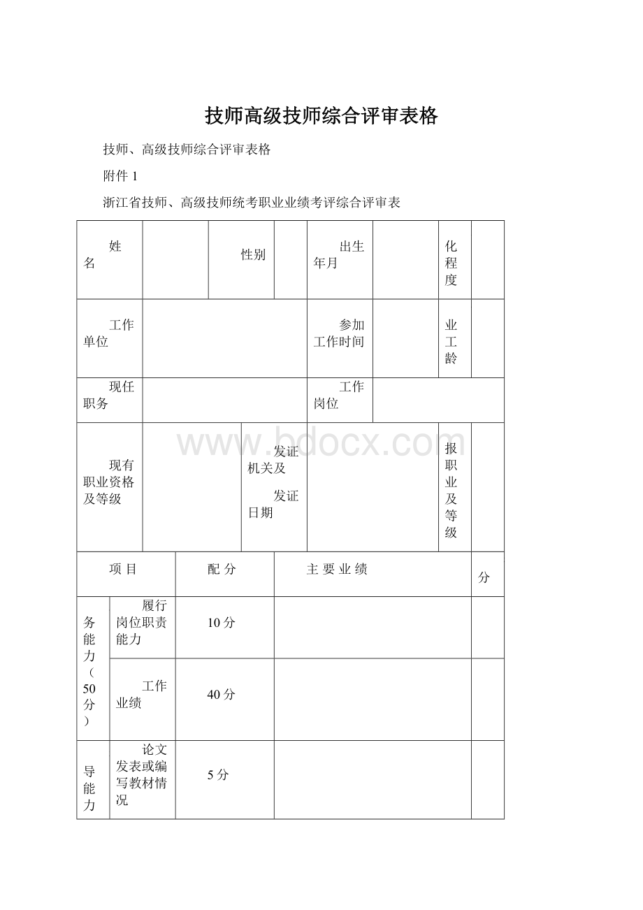 技师高级技师综合评审表格.docx