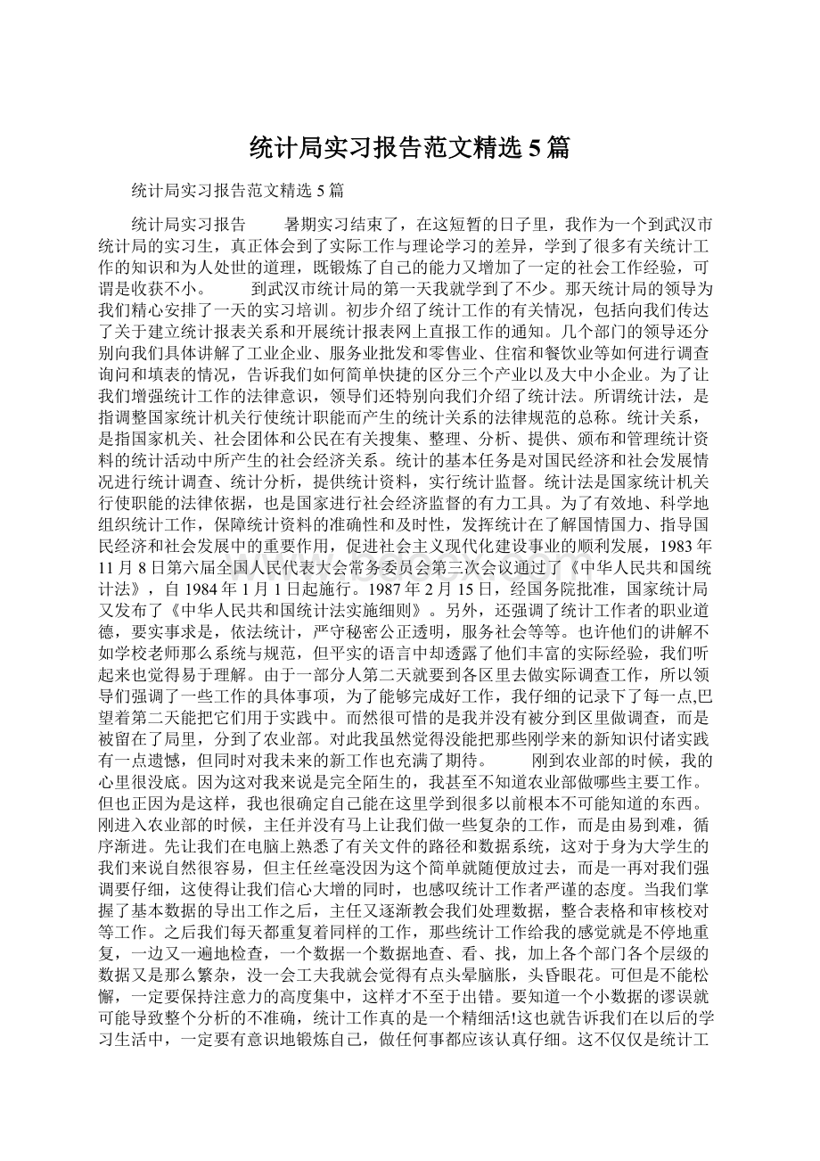 统计局实习报告范文精选5篇Word文件下载.docx