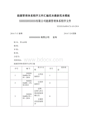 能源管理体系程序文件汇编范本最新范本模板.docx