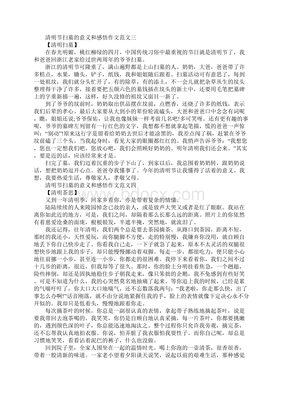 清明节扫墓的意义和感悟作文10篇Word文档下载推荐.docx_第2页