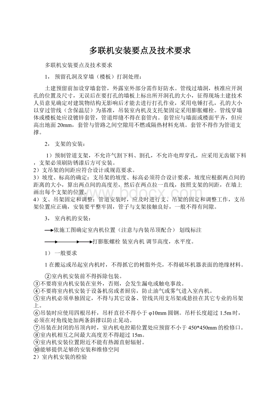 多联机安装要点及技术要求Word下载.docx