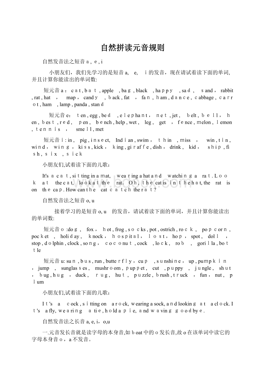 自然拼读元音规则Word文档格式.docx_第1页