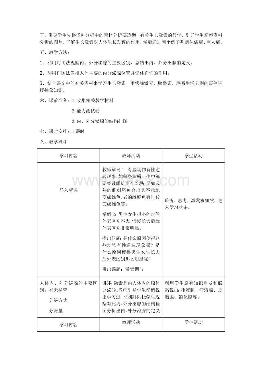 第六章第四节激素调节教案Word文档下载推荐.doc_第2页